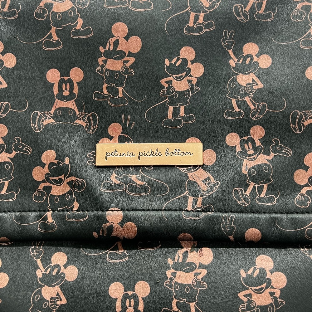 Petunia Pickle Bottom Black with Rose Gold Mickey Print Diaper Bag - Picture 2 of 11